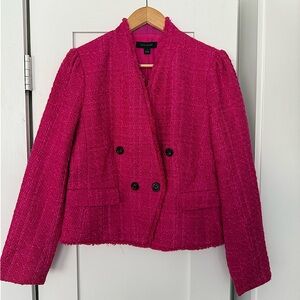 Ann Taylor Fringe Tweed Double Breasted Jacket (Size 2)